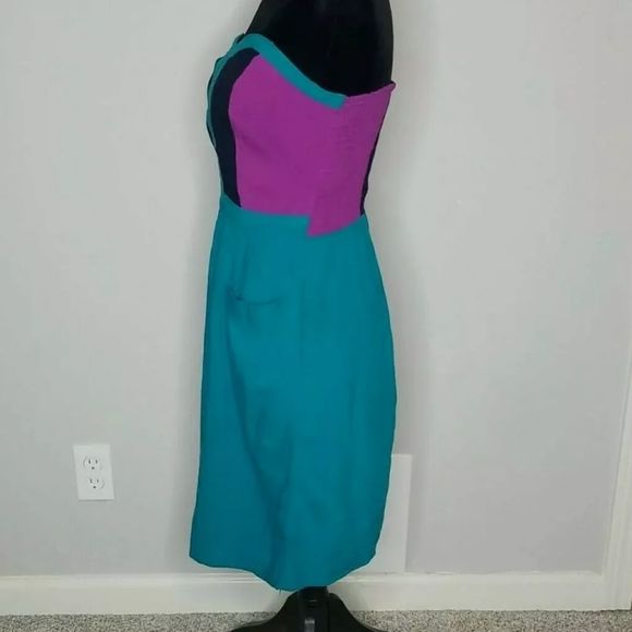 Xhiliration Junior's Strapless Teal, Black, and Purple Color Block Dress Size S - Picture 3 of 8